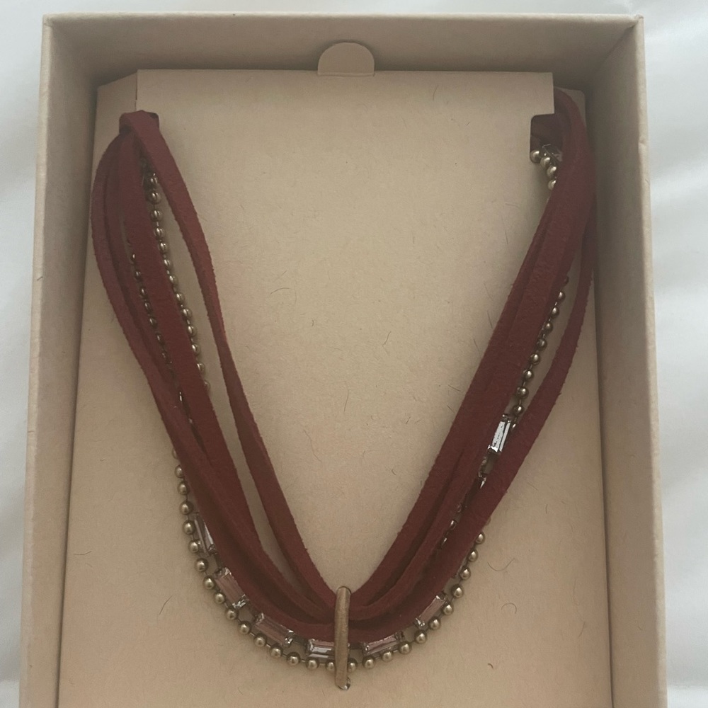Jen Atkin x Chloe + Isabel Red Leather Crystal Necklace and Headwrap NWT